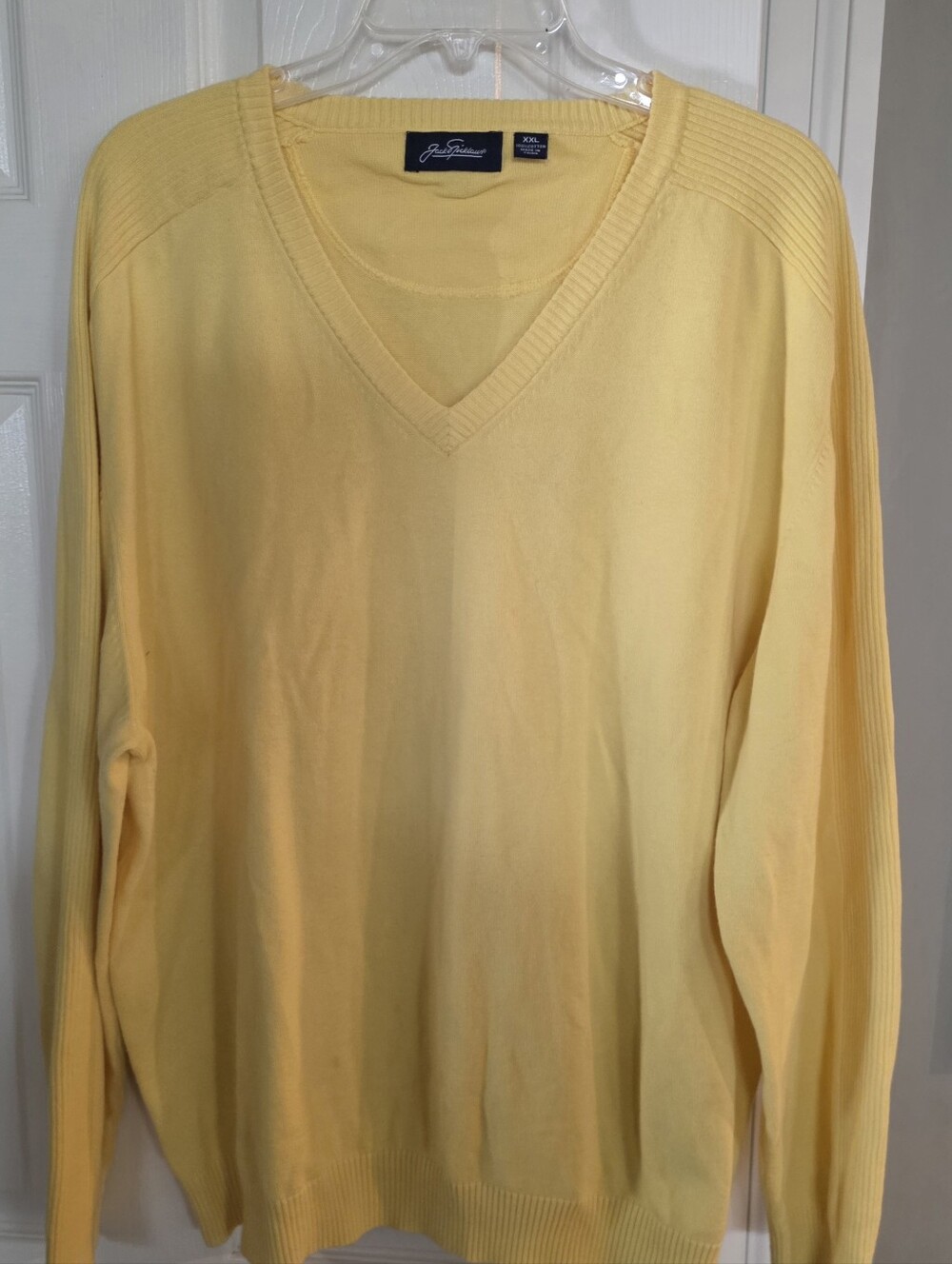 Jack Nicklaus Yellow Cotton V Neck Sweater Bear Logo XXL